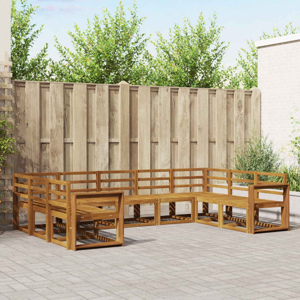 Ulkosohvakokoelma 9 pcs Luonnollinen Tiheä akasiapuu