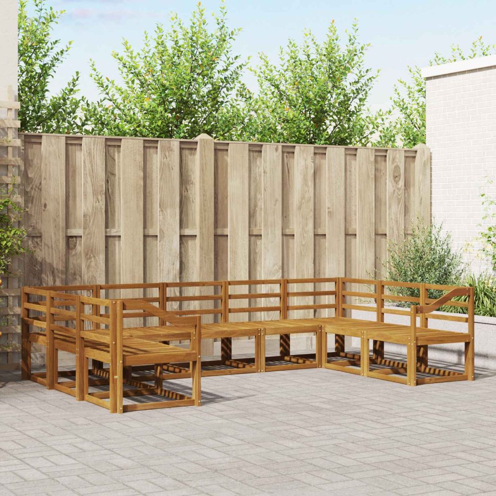 Ulkosohvakokoelma 9 pcs Luonnollinen Tiheä akasiapuu