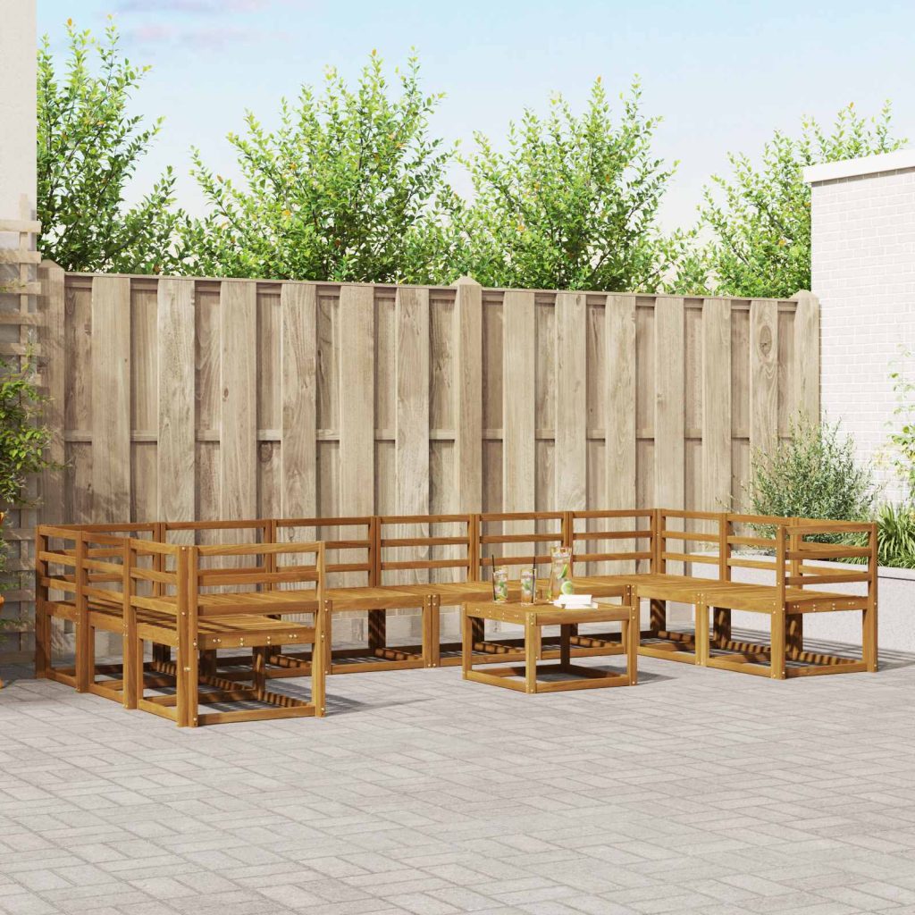 Ulkosohvakokoelma 11 pcs Luonnollinen Tiheä akasiapuu