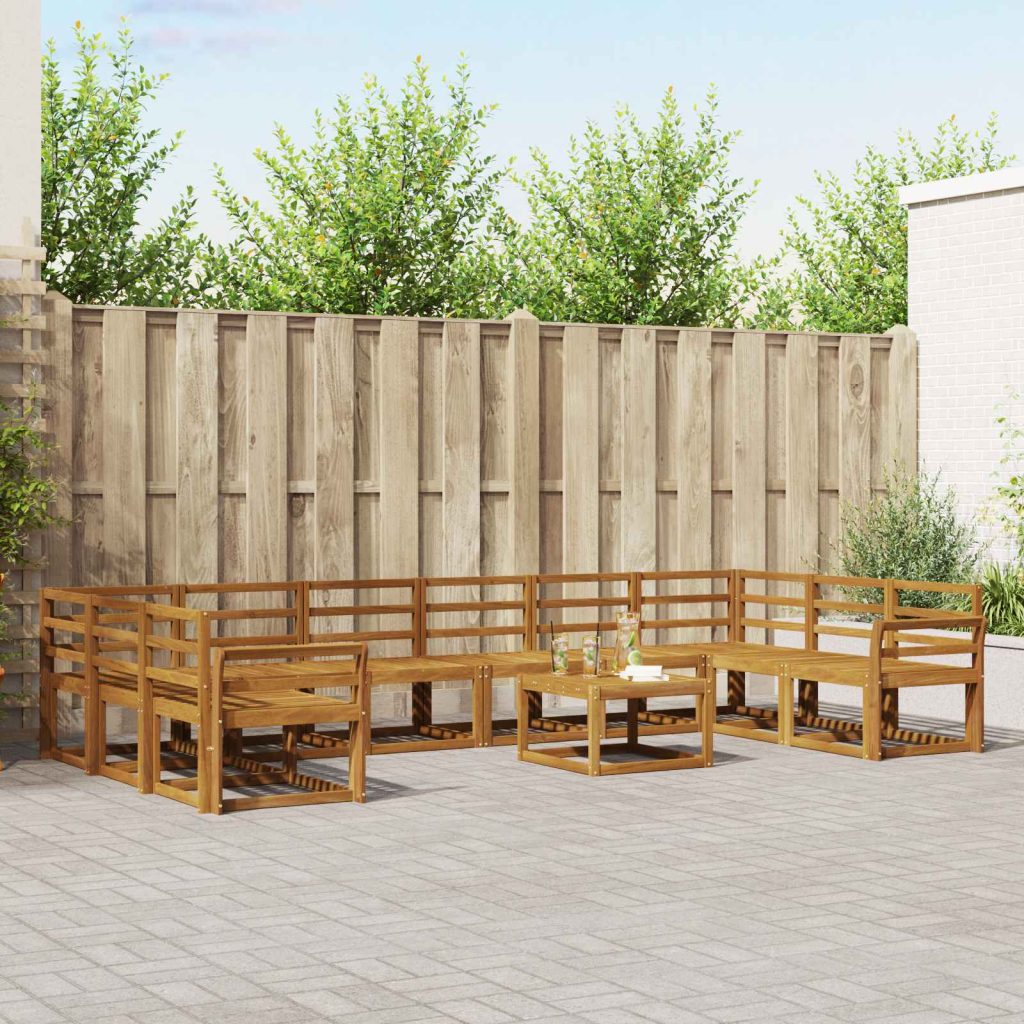 Ulkosohvakokoelma 11 pcs Luonnollinen Tiheä akasiapuu