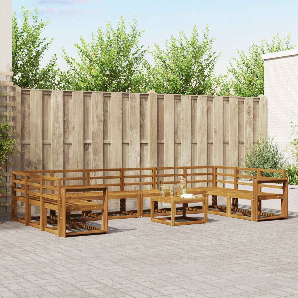 Ulkosohvakokoelma 11 pcs Luonnollinen Tiheä akasiapuu