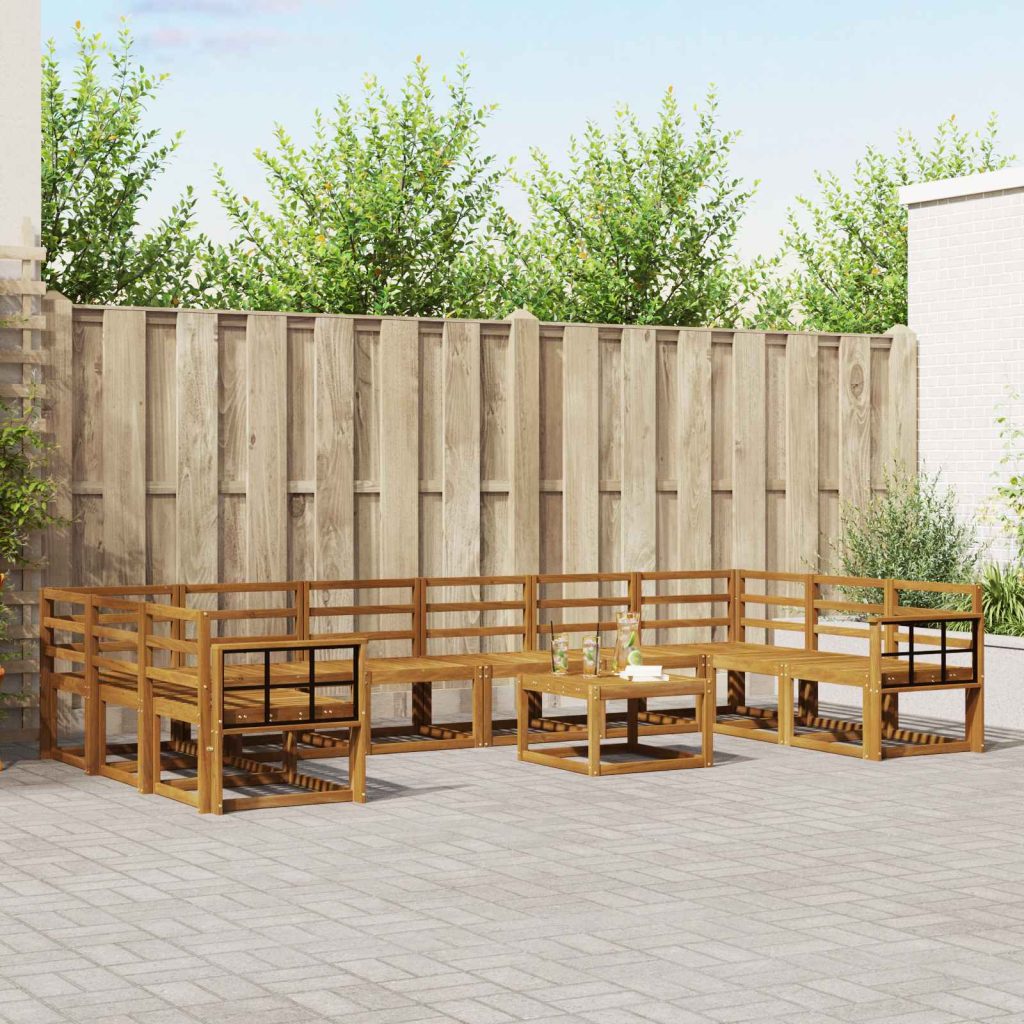 Ulkosohvakokoelma 11 pcs Luonnollinen Tiheä akasiapuu