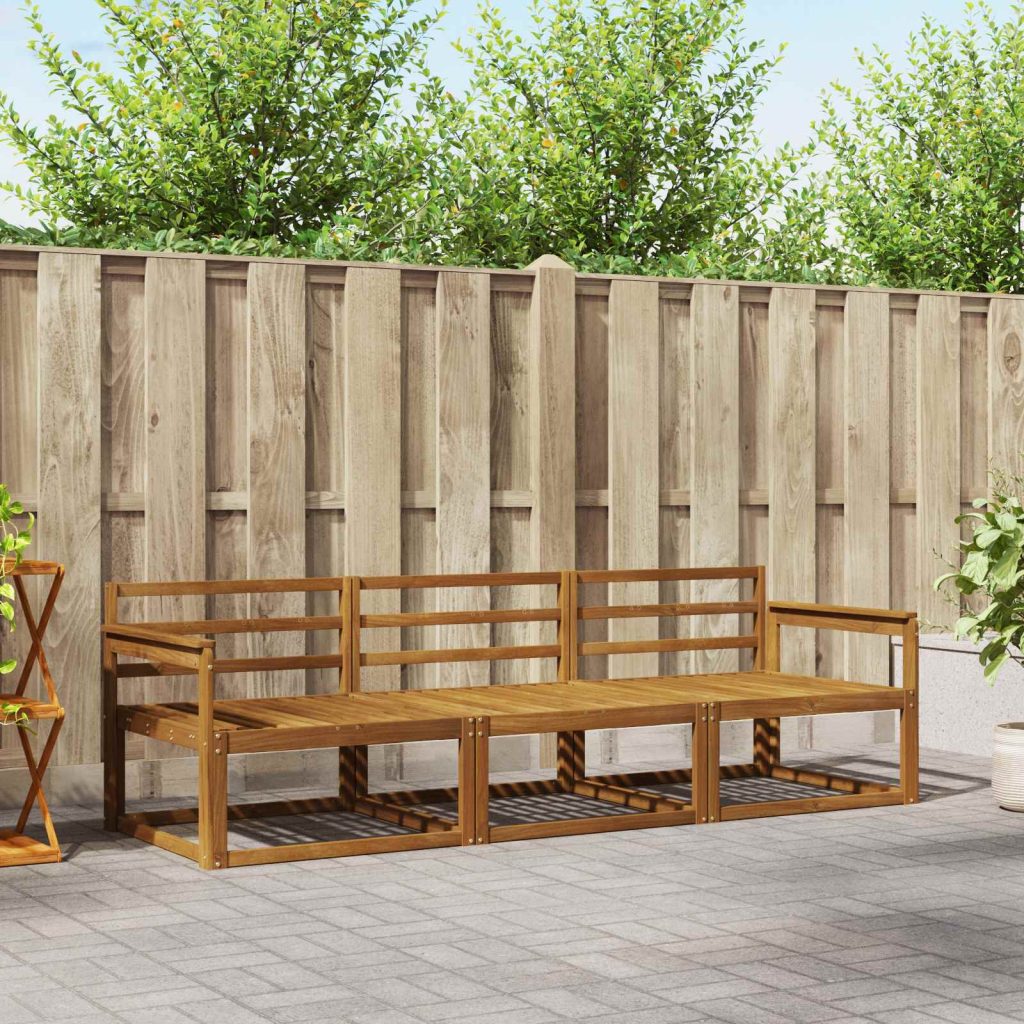 Ulkosohvakokoelma 3 pcs Luonnollinen Tiheä akasiapuu