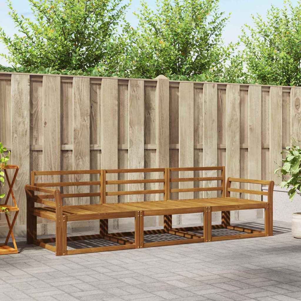 Ulkosohvakokoelma 3 pcs Luonnollinen Tiheä akasiapuu