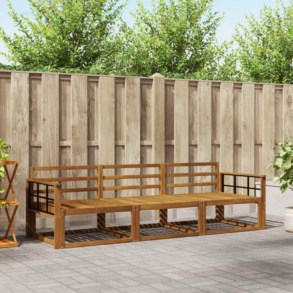 Ulkosohvakokoelma 3 pcs Luonnollinen Tiheä akasiapuu