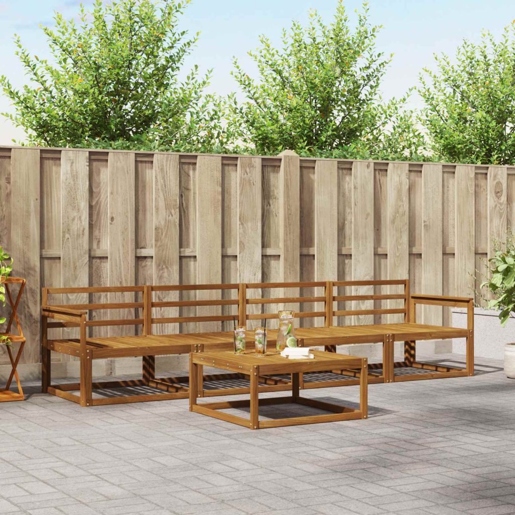 Ulkosohvakokoelma 5 pcs Luonnollinen Tiheä akasiapuu