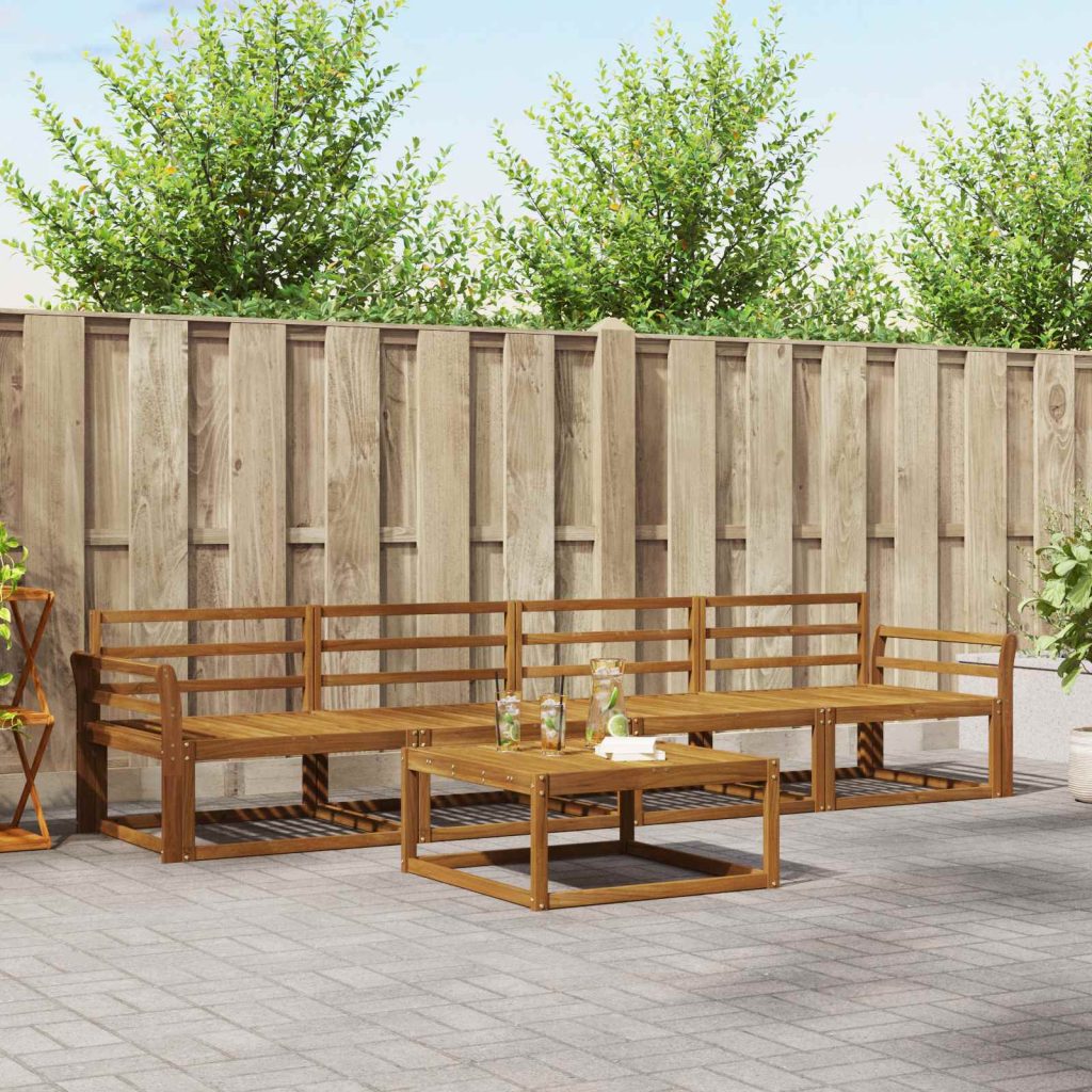 Ulkosohvakokoelma 5 pcs Luonnollinen Tiheä akasiapuu