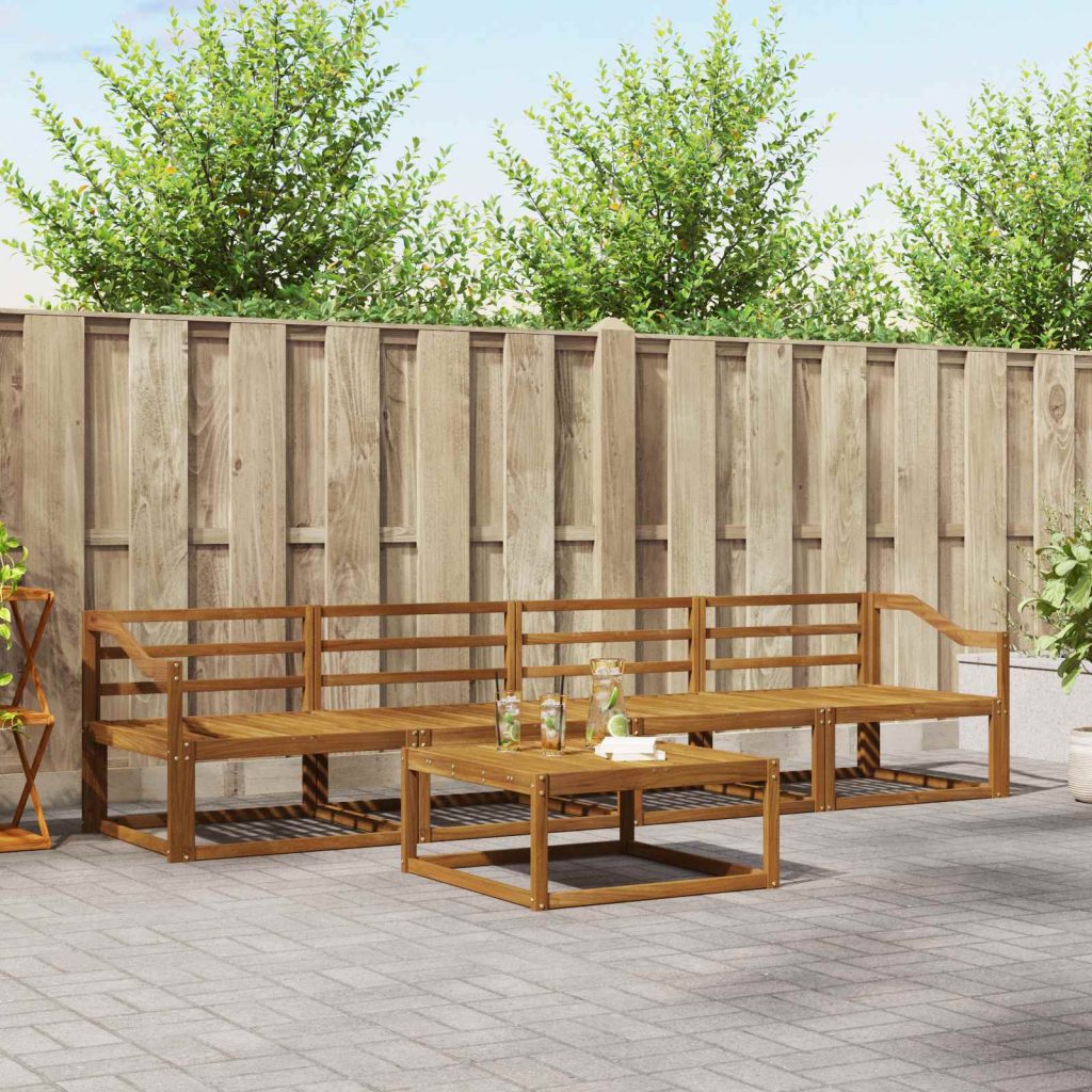 Ulkosohvakokoelma 5 pcs Luonnollinen Tiheä akasiapuu