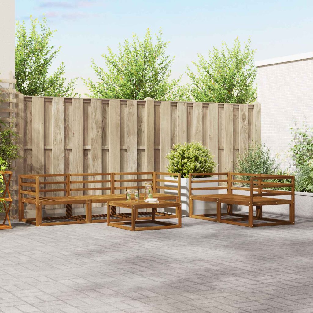 Ulkosohvakokoelma 6 pcs Luonnollinen Tiheä akasiapuu