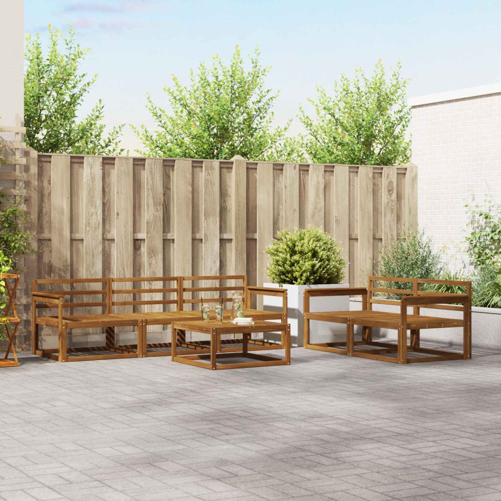 Ulkosohvakokoelma 6 pcs Luonnollinen Tiheä akasiapuu