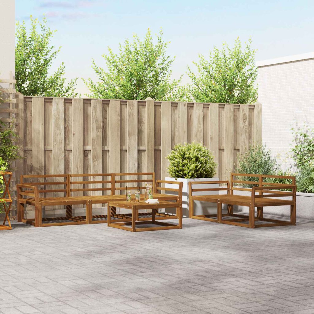 Ulkosohvakokoelma 6 pcs Luonnollinen Tiheä akasiapuu