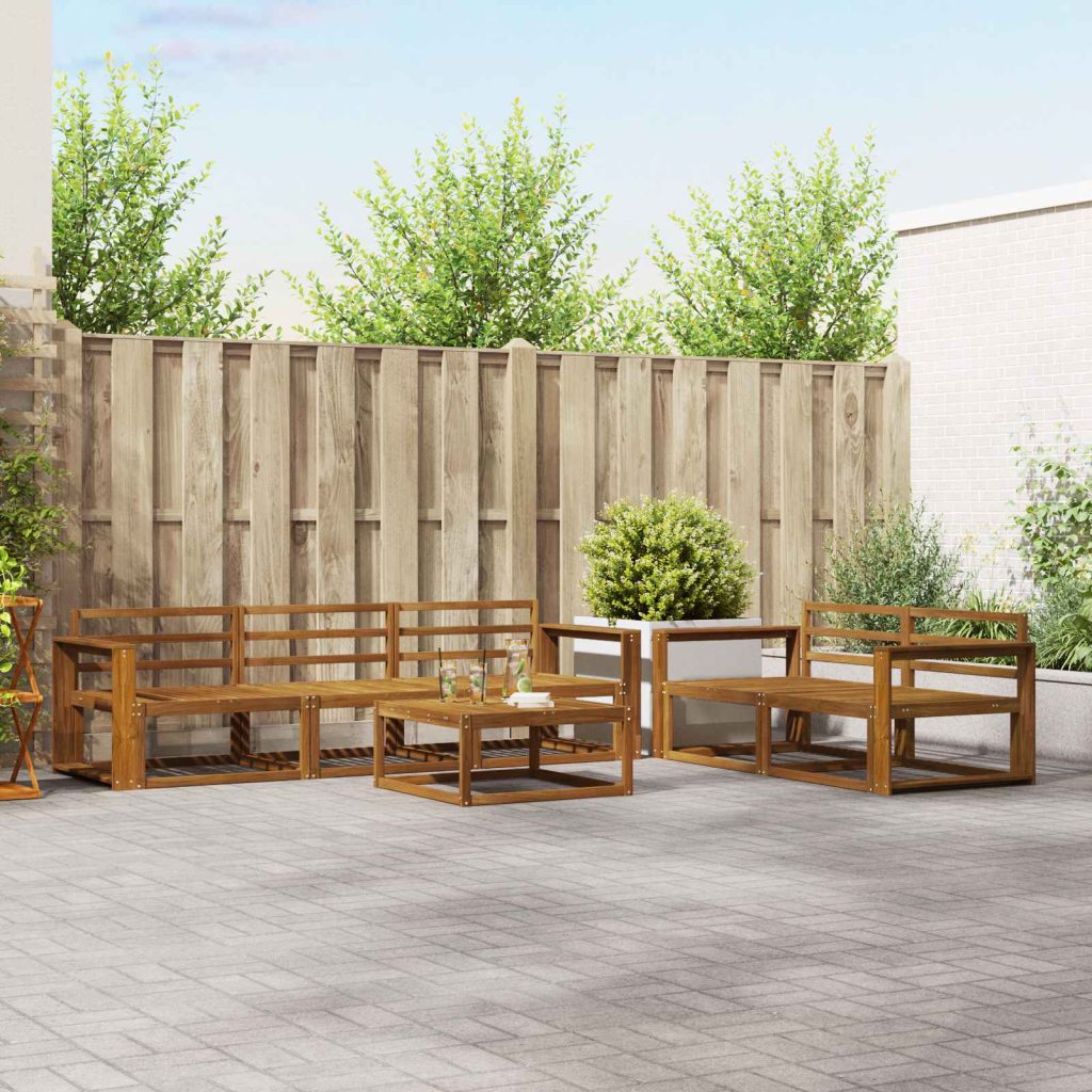 Ulkosohvakokoelma 6 pcs Luonnollinen Tiheä akasiapuu