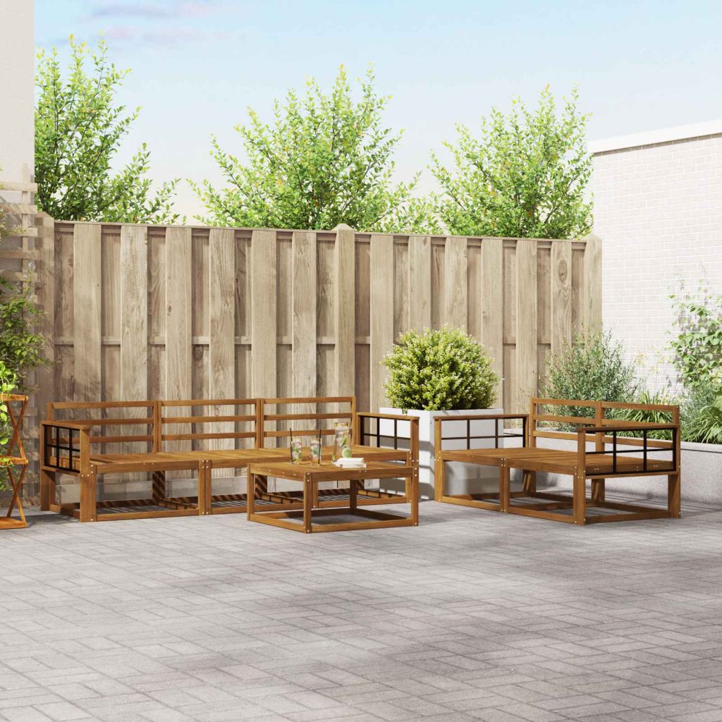 Ulkosohvakokoelma 6 pcs Luonnollinen Tiheä akasiapuu