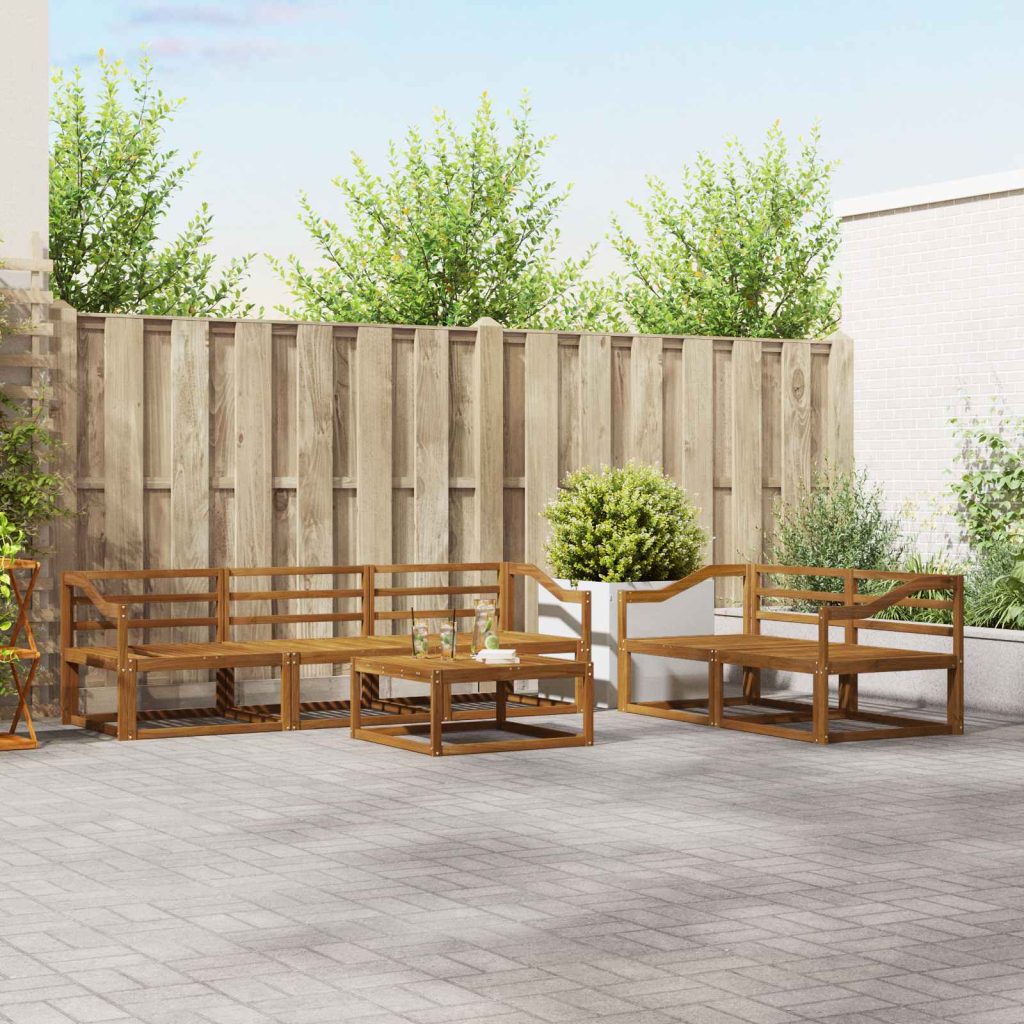 Ulkosohvakokoelma 6 pcs Luonnollinen Tiheä akasiapuu