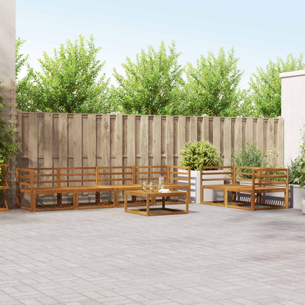 Ulkosohvakokoelma 7 pcs Luonnollinen Tiheä akasiapuu