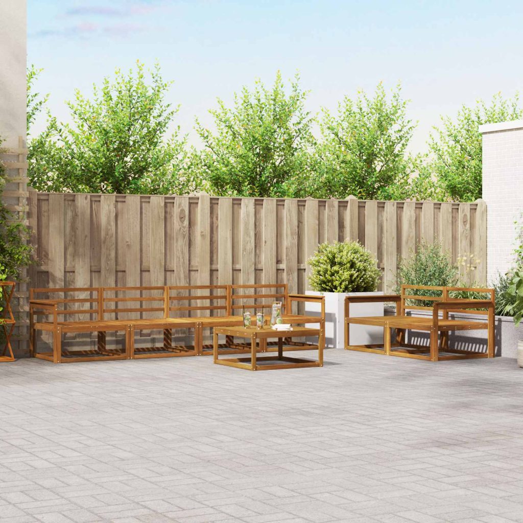 Ulkosohvakokoelma 7 pcs Luonnollinen Tiheä akasiapuu