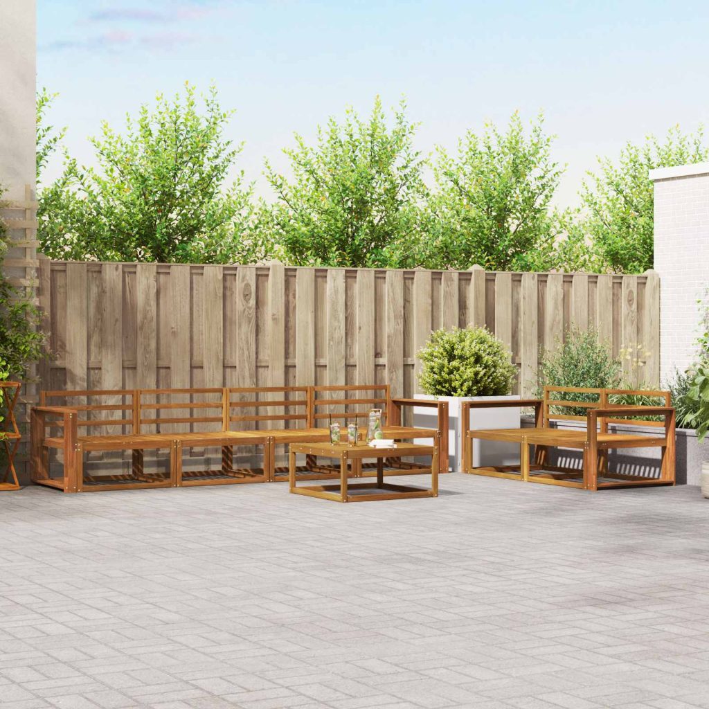 Ulkosohvakokoelma 7 pcs Luonnollinen Tiheä akasiapuu