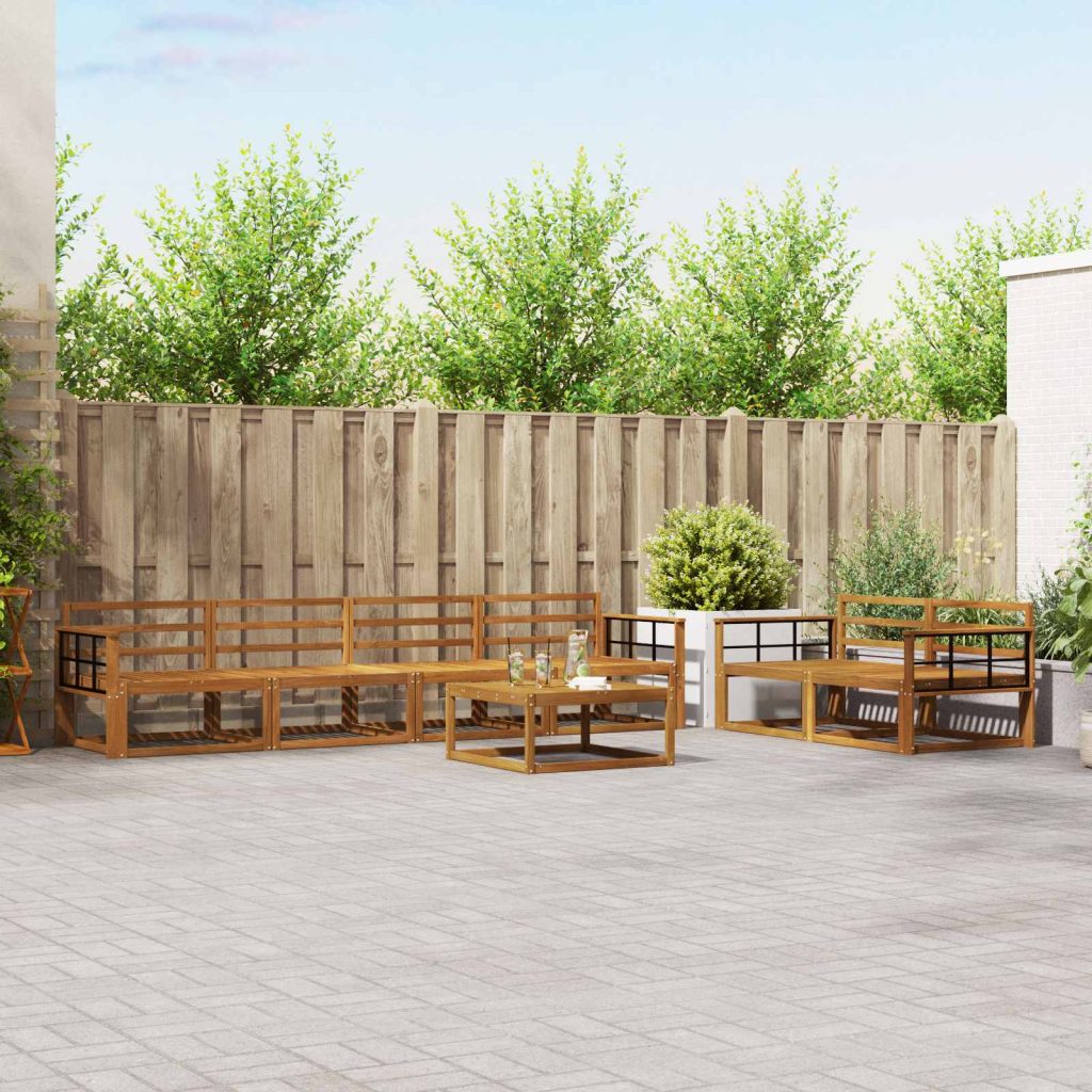 Ulkosohvakokoelma 7 pcs Luonnollinen Tiheä akasiapuu