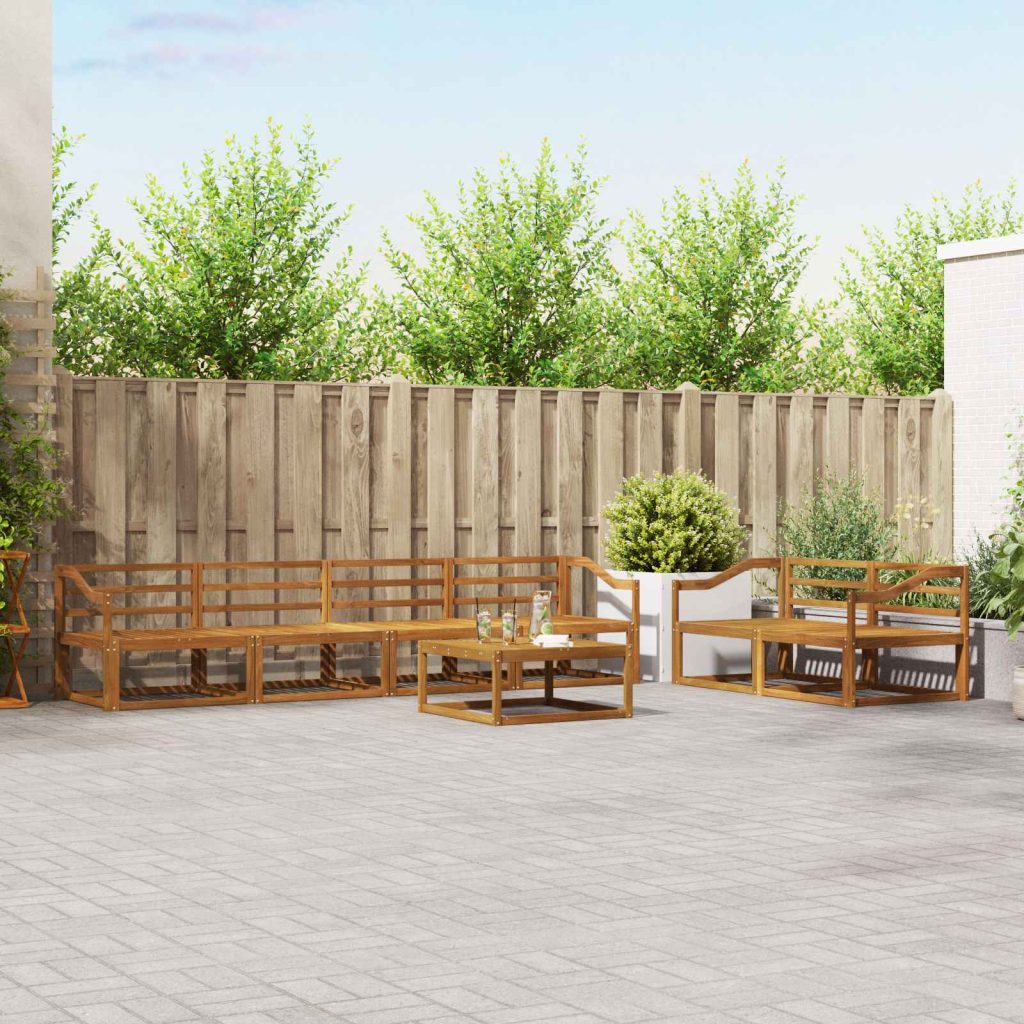 Ulkosohvakokoelma 7 pcs Luonnollinen Tiheä akasiapuu