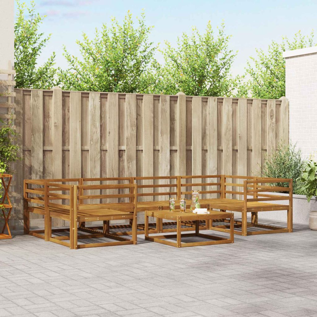 Ulkosohvakokoelma 7 pcs Luonnollinen Tiheä akasiapuu