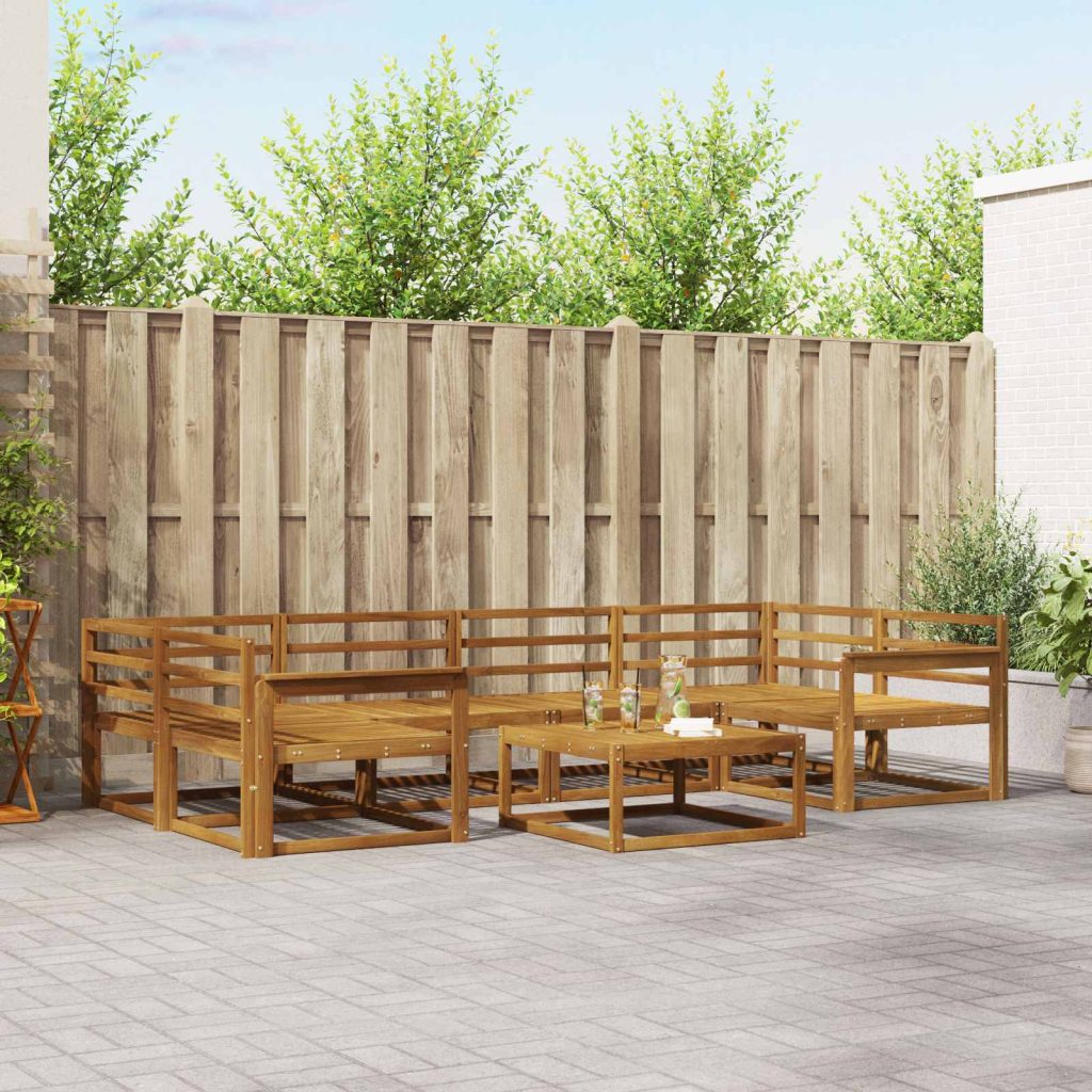 Ulkosohvakokoelma 7 pcs Luonnollinen Tiheä akasiapuu