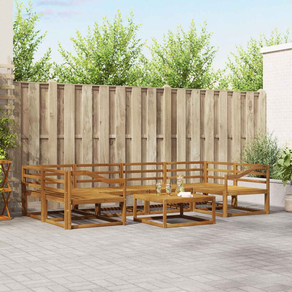 Ulkosohvakokoelma 7 pcs Luonnollinen Tiheä akasiapuu