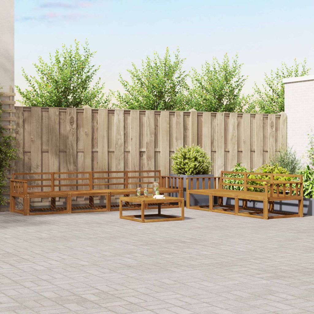 Ulkosohvakokoelma 8 pcs Luonnollinen Tiheä akasiapuu