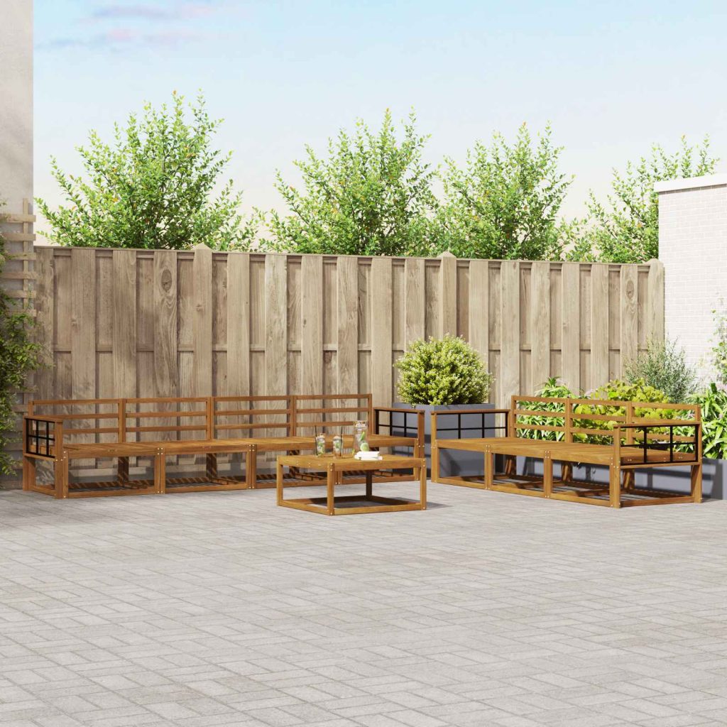 Ulkosohvakokoelma 8 pcs Luonnollinen Tiheä akasiapuu