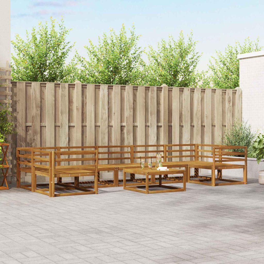 Ulkosohvakokoelma 8 pcs Luonnollinen Tiheä akasiapuu