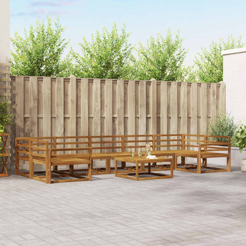 Ulkosohvakokoelma 8 pcs Luonnollinen Tiheä akasiapuu