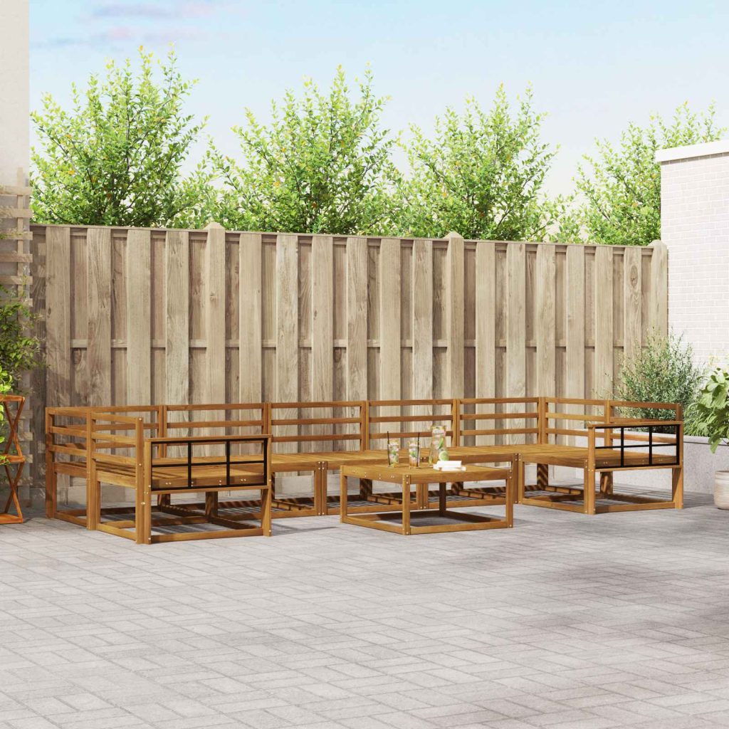 Ulkosohvakokoelma 8 pcs Luonnollinen Tiheä akasiapuu