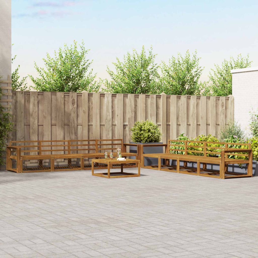 Ulkosohvakokoelma 9 pcs Luonnollinen Tiheä akasiapuu