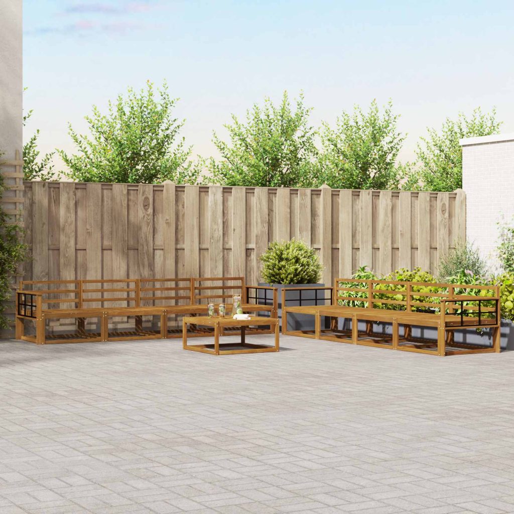 Ulkosohvakokoelma 9 pcs Luonnollinen Tiheä akasiapuu