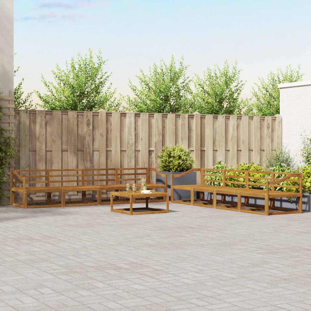 Ulkosohvakokoelma 9 pcs Luonnollinen Tiheä akasiapuu