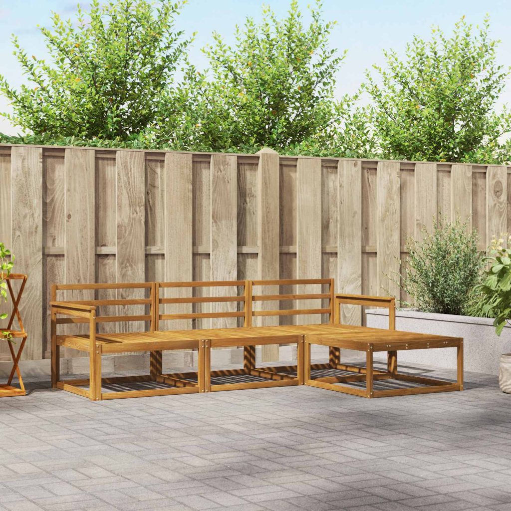 Ulkosohvakokoelma 4 pcs Luonnollinen Tiheä akasiapuu