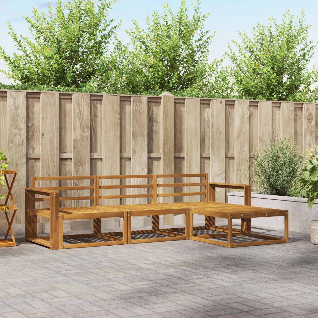 Ulkosohvakokoelma 4 pcs Luonnollinen Tiheä akasiapuu