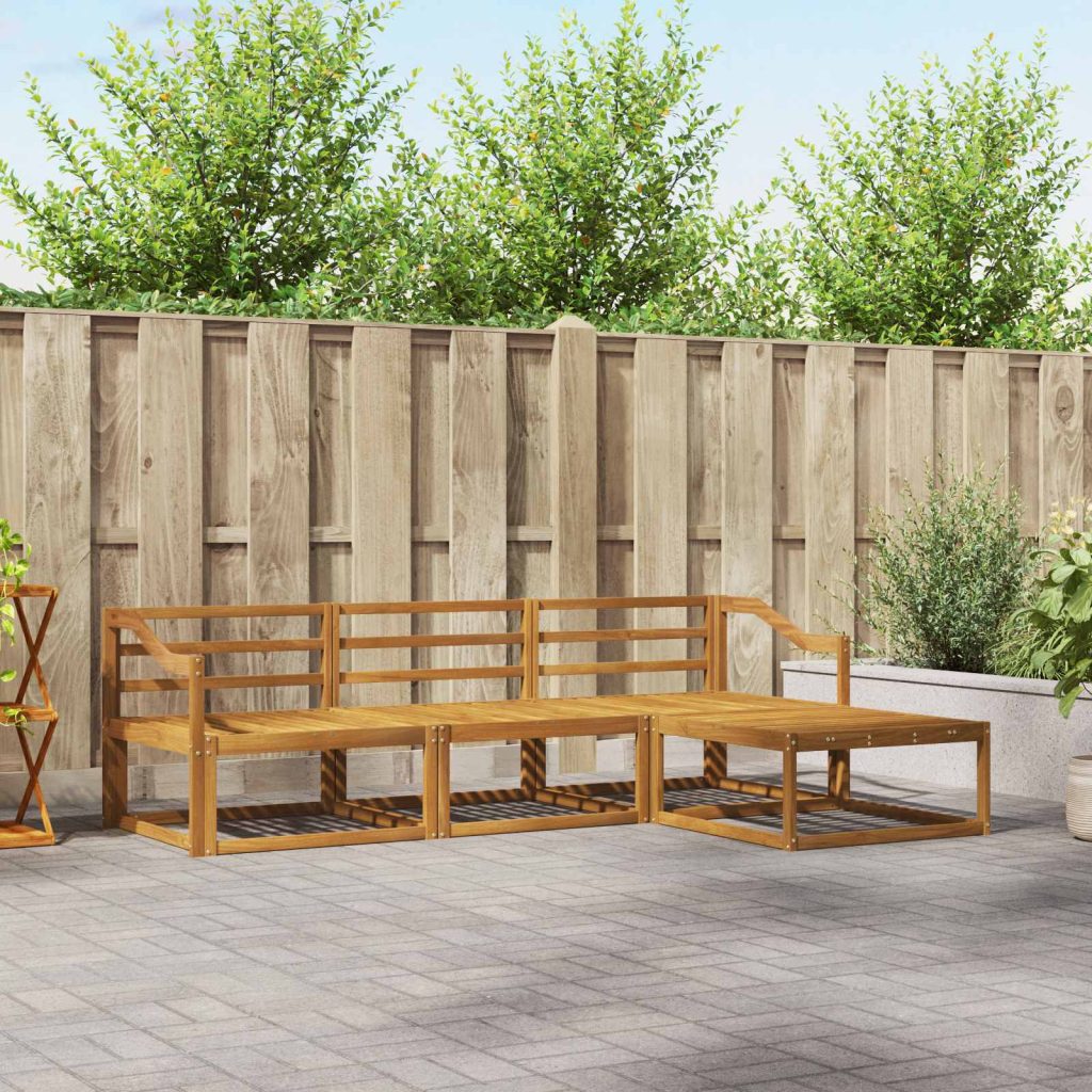 Ulkosohvakokoelma 4 pcs Luonnollinen Tiheä akasiapuu