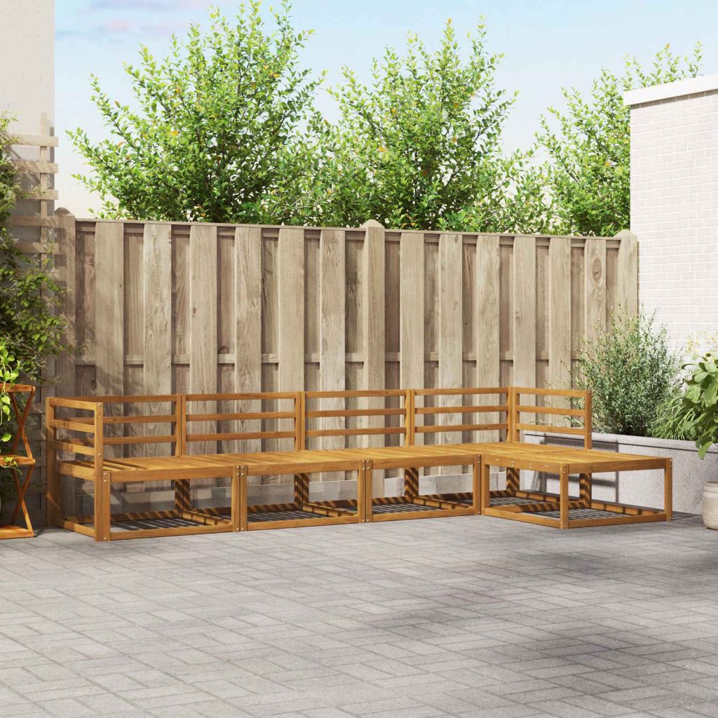 Ulkosohvakokoelma 5 pcs Luonnollinen Tiheä akasiapuu