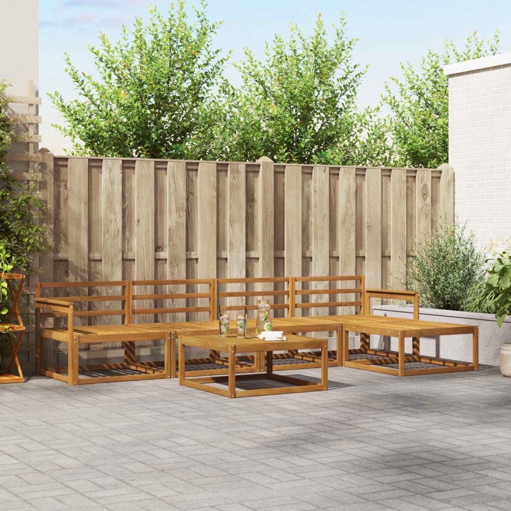 Ulkosohvakokoelma 6 pcs Luonnollinen Tiheä akasiapuu