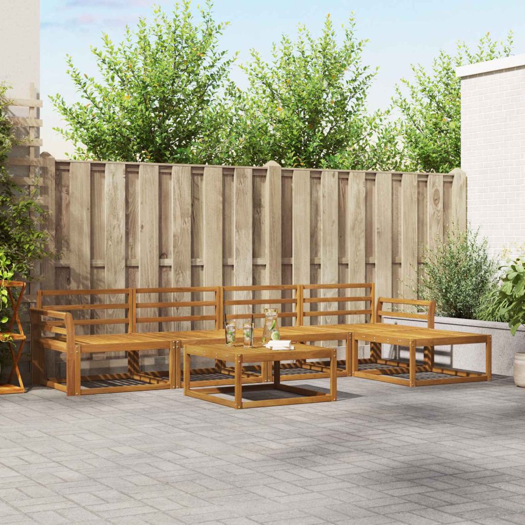 Ulkosohvakokoelma 6 pcs Luonnollinen Tiheä akasiapuu