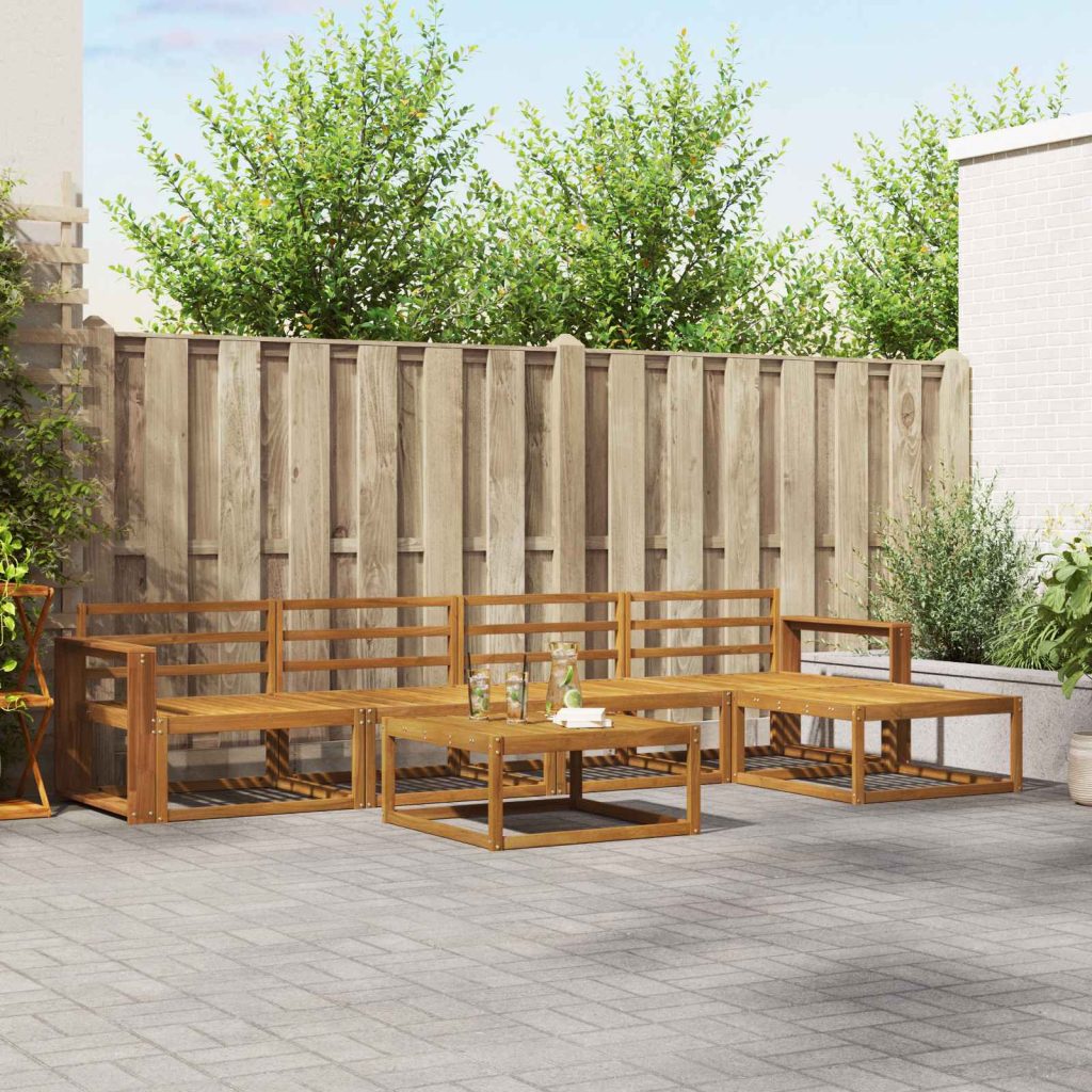 Ulkosohvakokoelma 6 pcs Luonnollinen Tiheä akasiapuu