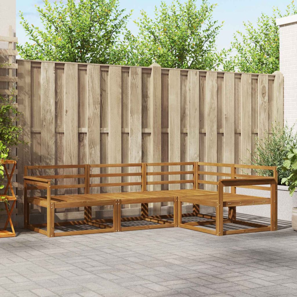 Ulkosohvakokoelma 4 pcs Luonnollinen Tiheä akasiapuu