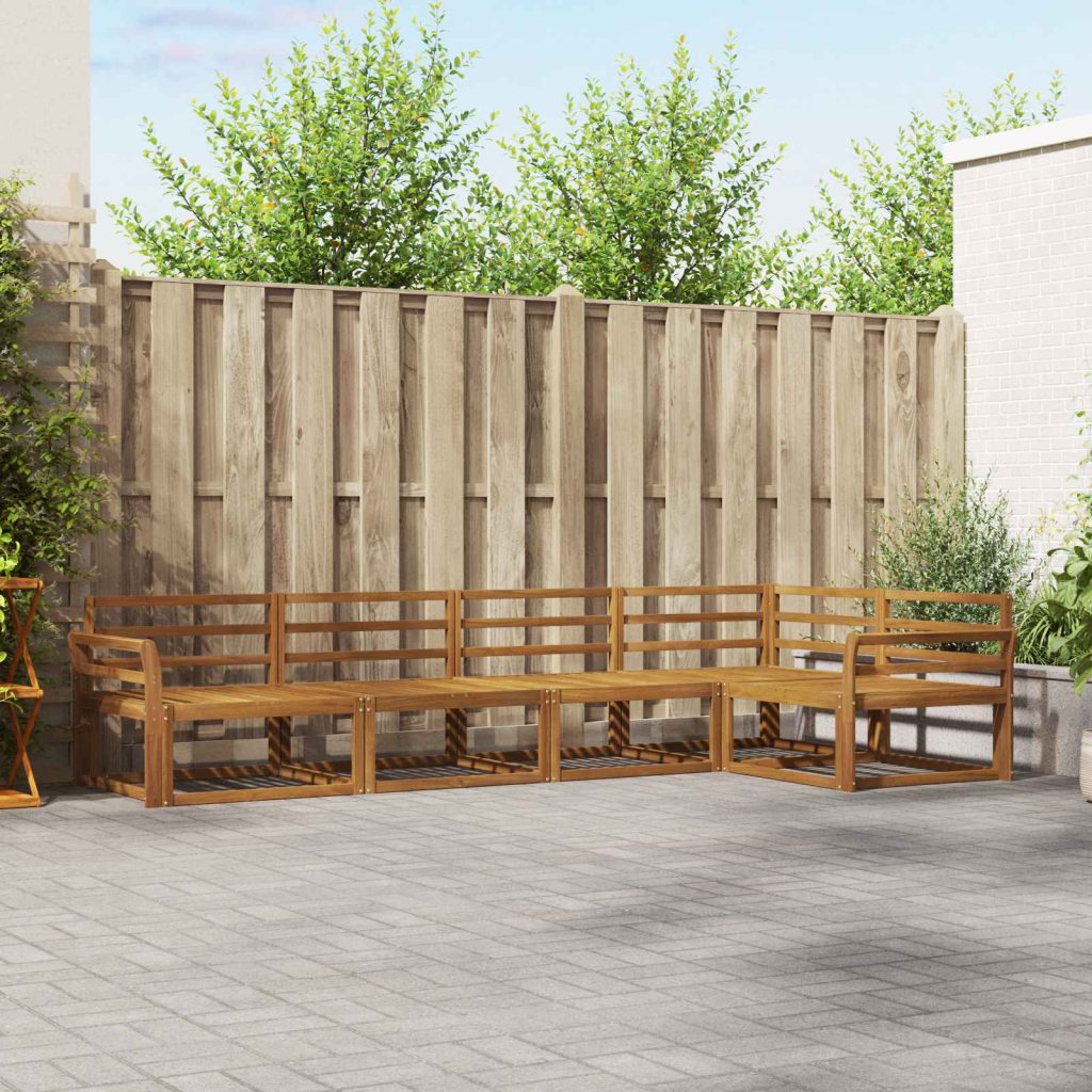 Ulkosohvakokoelma 5 pcs Luonnollinen Tiheä akasiapuu