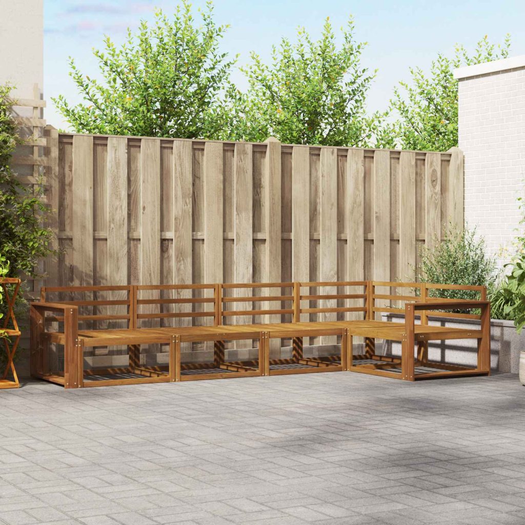 Ulkosohvakokoelma 5 pcs Luonnollinen Tiheä akasiapuu