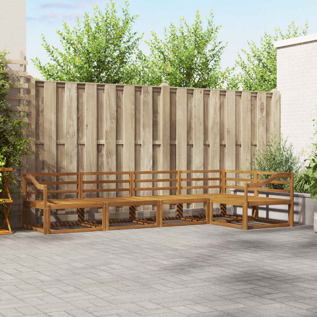 Ulkosohvakokoelma 5 pcs Luonnollinen Tiheä akasiapuu