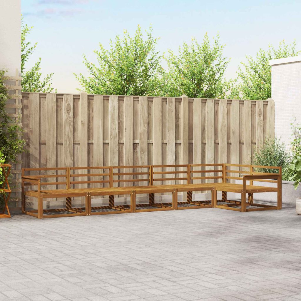 Ulkosohvakokoelma 6 pcs Luonnollinen Tiheä akasiapuu