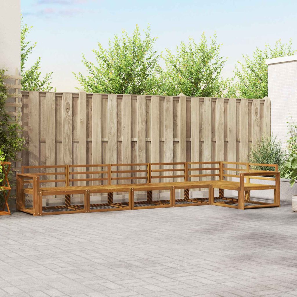 Ulkosohvakokoelma 6 pcs Luonnollinen Tiheä akasiapuu