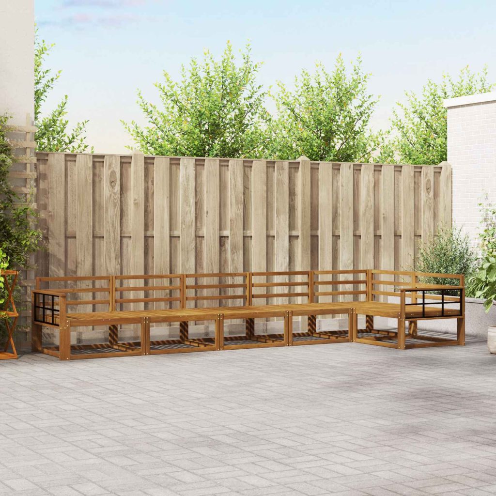 Ulkosohvakokoelma 6 pcs Luonnollinen Tiheä akasiapuu