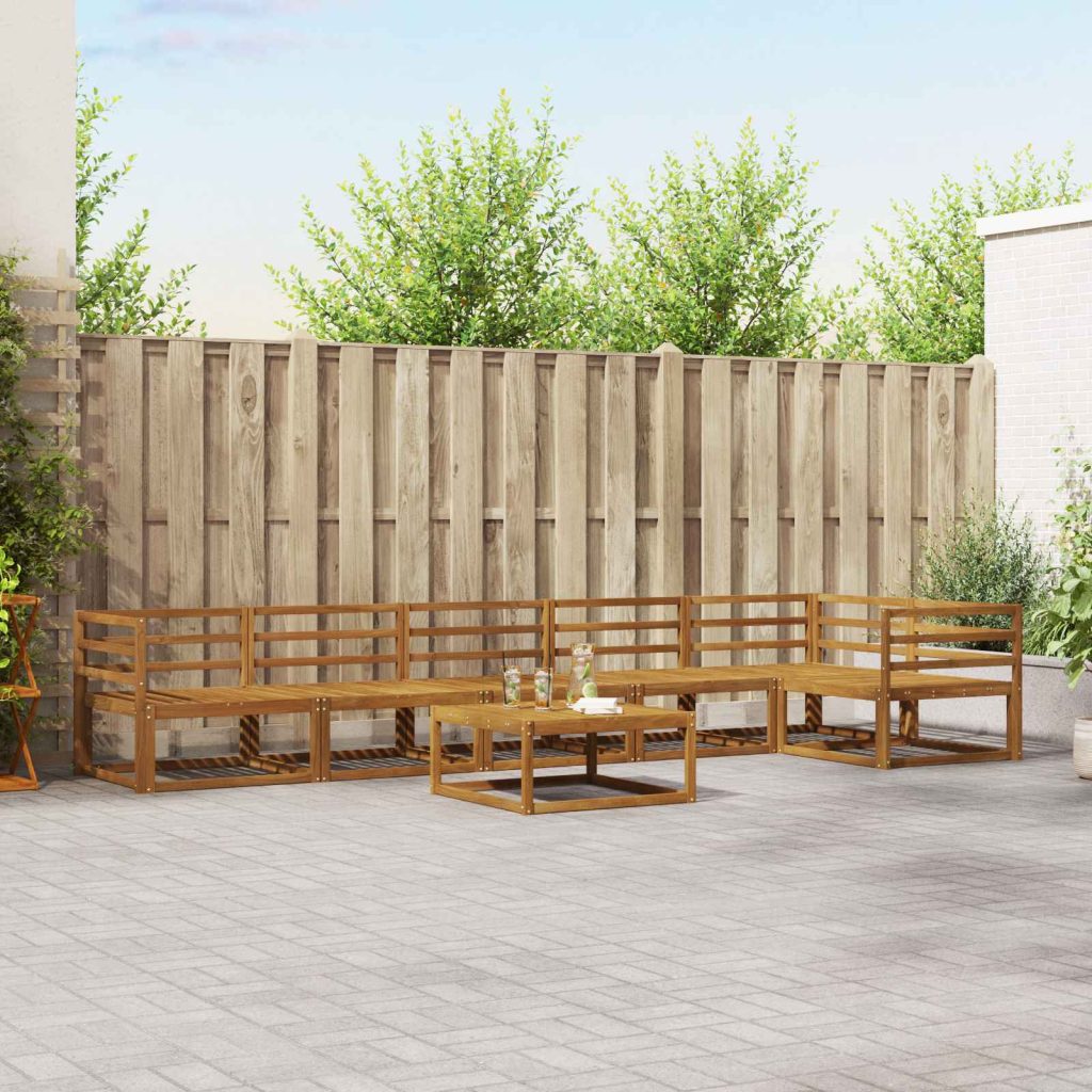 Ulkosohvakokoelma 7 pcs Luonnollinen Tiheä akasiapuu