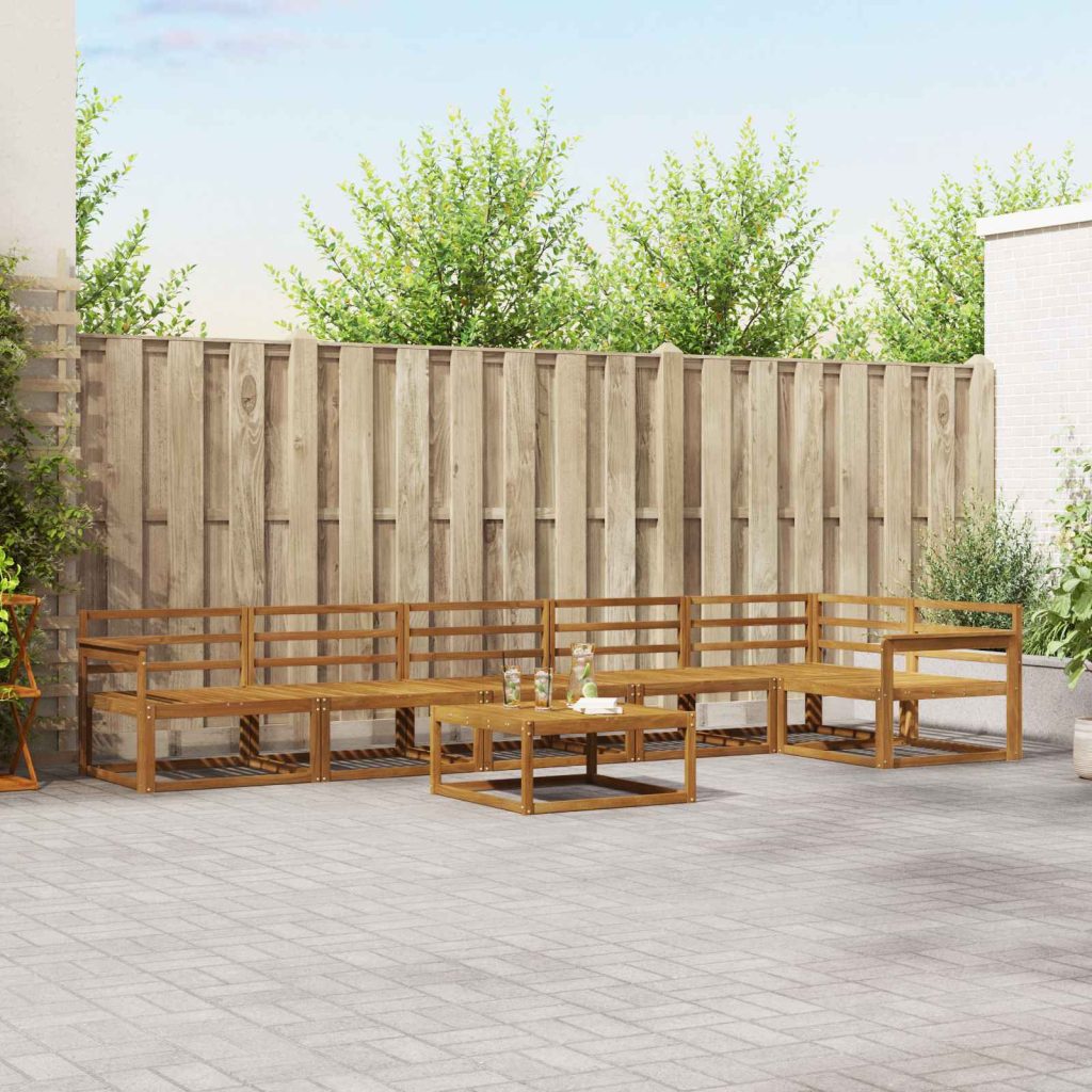 Ulkosohvakokoelma 7 pcs Luonnollinen Tiheä akasiapuu